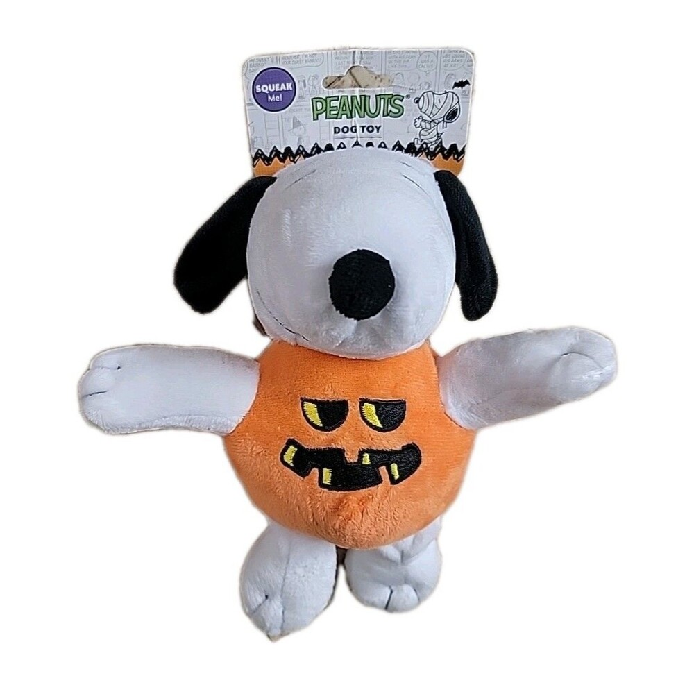 NWT Peanuts for Pets Snoopy Pumpkin Squeaker Pet Toy 9 Inch Halloween Dog Plush